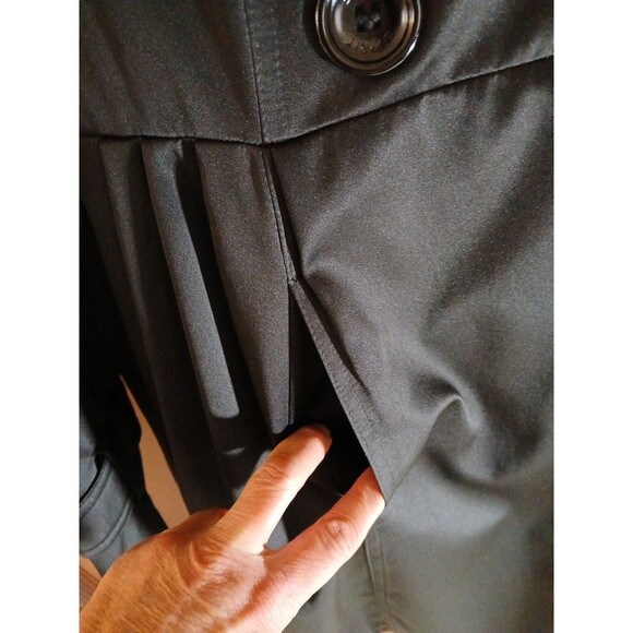 ESPRIT Women Size M Black Belted Pea Coat Wool Blend Interior Large Logo Buttons - Picture 5 of 16